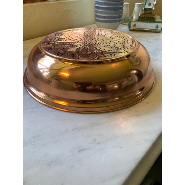 French Country Large Copper Colander Kitchen Sieve or Strainer For Sale - Image 3 of 12