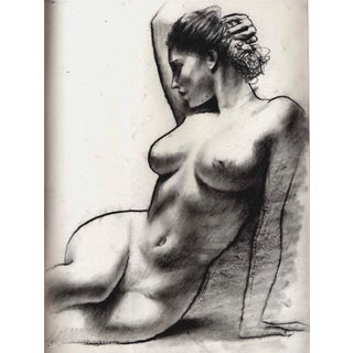 Seated Figure by Chris Hopkins | Charcoal on paper of a nude woman in a seated pose For Sale