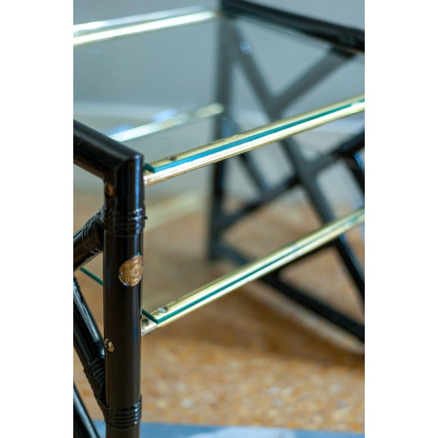 Black Black Lacquered Bamboo Bedside Tables, 1970s, Set of 2 For Sale - Image 8 of 10