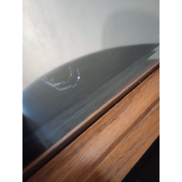 Mid-Century Modern All Original 1950's Made in Usa Solid Wood Carolina Co. Beveled Mirror Signed Sarah Woods Model#891561 With Pontil Mark 23.5×31.5 Inches All Original For Sale - Image 3 of 9