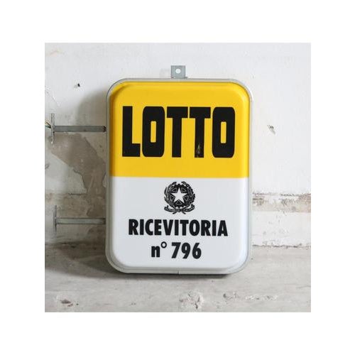 White Double-Sided Illuminated Lotto No. 796 Sign, 1950s-1960s For Sale - Image 8 of 10