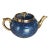 1960s Farmhouse Gibson Stoneware Blue Geometrics & Gold Trim Loex Teapot For Sale
