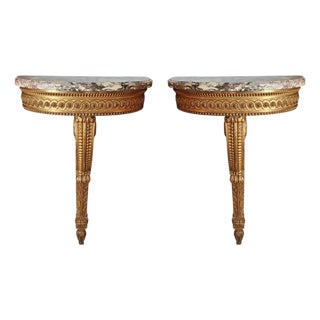 Northern Italian Giltwood Console Tables, 1700s, Set of 2 For Sale