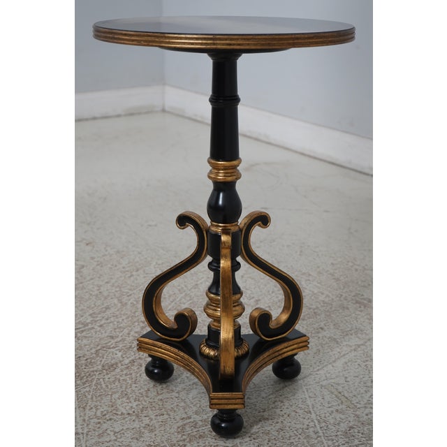 Age: Approx. 5 Years Old Details: Nice Scrolled Pedestal Base Model 8132-30 Ebony Finish w. Gold Gilded Accents Offered @...