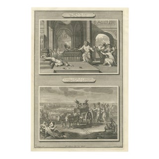 Pieter Mortier, Dagon Falls Before the Ark and the Ark Sent Back, 1700, Engraving For Sale