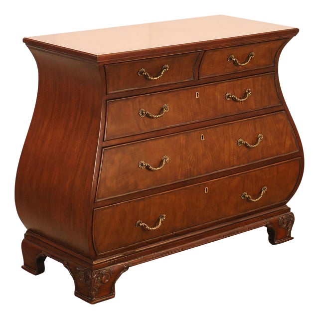 Ethan Allen Townhouse Collection Burlwood Bombe Chest For Sale