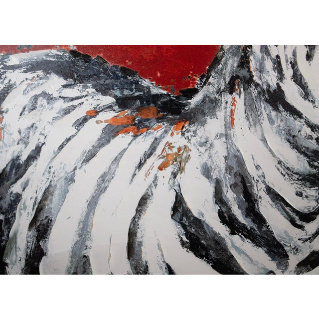 Contemporary Contemporary Zebra Portrait – Embellished Giclée on Canvas, 48" X 48" For Sale - Image 3 of 5