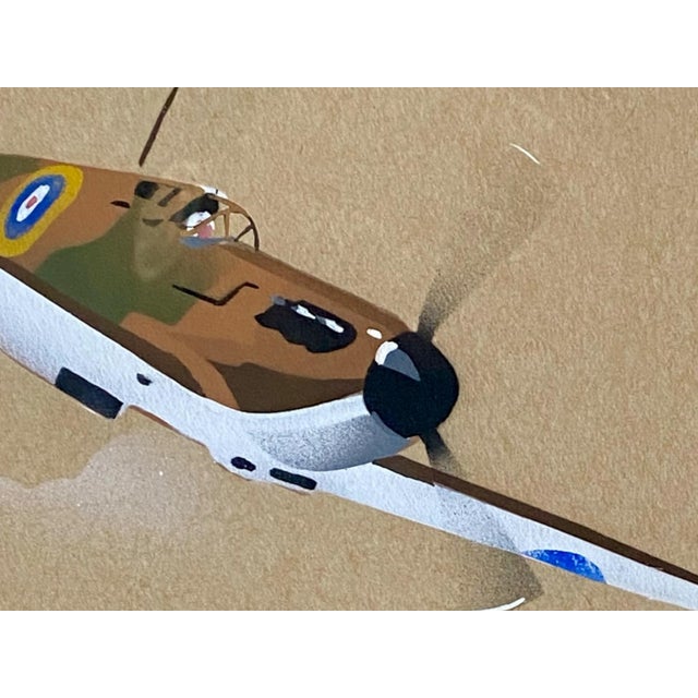1940s Olek, RAF Fighter Aircraft with Polish Dedication, 1941, Gouache & Watercolor on Paper For Sale - Image 5 of 11
