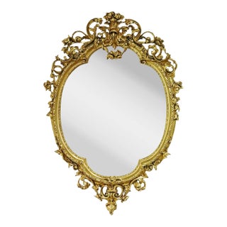 Gilded French Louis XV Mantle Buffet Wall Mirror circa 1920 For Sale