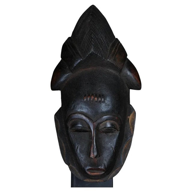 Brown Antique African Wooden Mask For Sale - Image 8 of 8