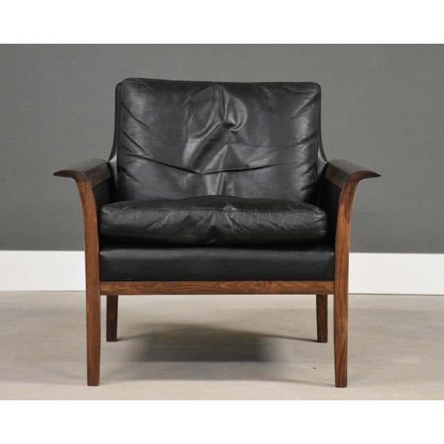 Mid-Century Modern 1960s Knut Saeter Black and Rosewood Lounge Chair For Sale - Image 3 of 10