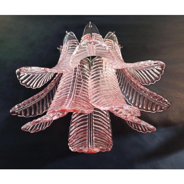 Pair of Murano Six-Tier Felci Wall Sconce – 10 Pink Glasses For Sale - Image 10 of 11