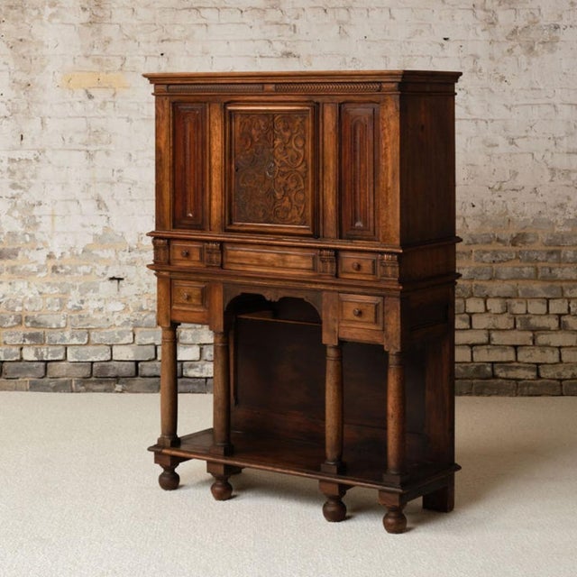 French 17th Century French Oak & Walnut Cabinet For Sale - Image 3 of 10