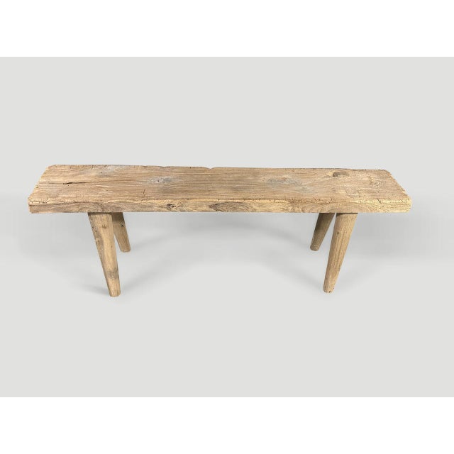 Andrianna Shamaris Wabi Sabi Teak Wood Bench For Sale - Image 4 of 5