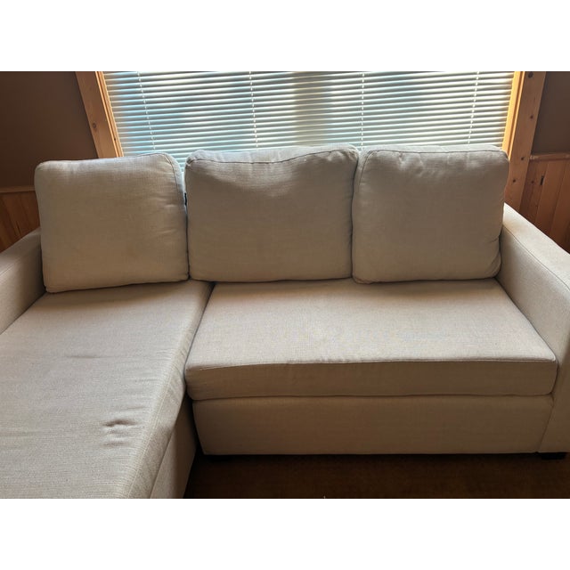 Textile Off-White Pottery Barn Sofa With 2 Matching Chairs and Coffee Table For Sale - Image 7 of 10