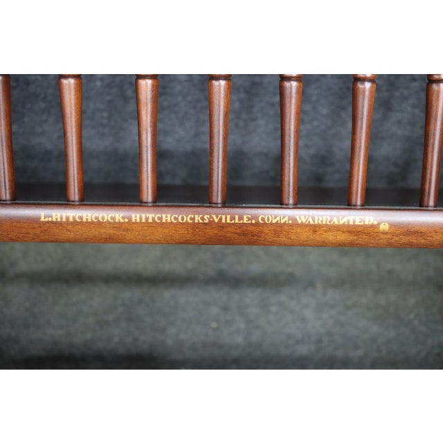 L. Hitchcock Cherry Windsor Settee Bench With Spindle Back For Sale - Image 10 of 10