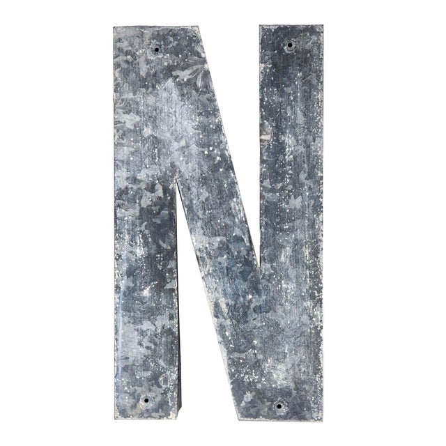 Vintage Galvanized Metal Letters "Radiant"- 7 Pieces For Sale - Image 9 of 12