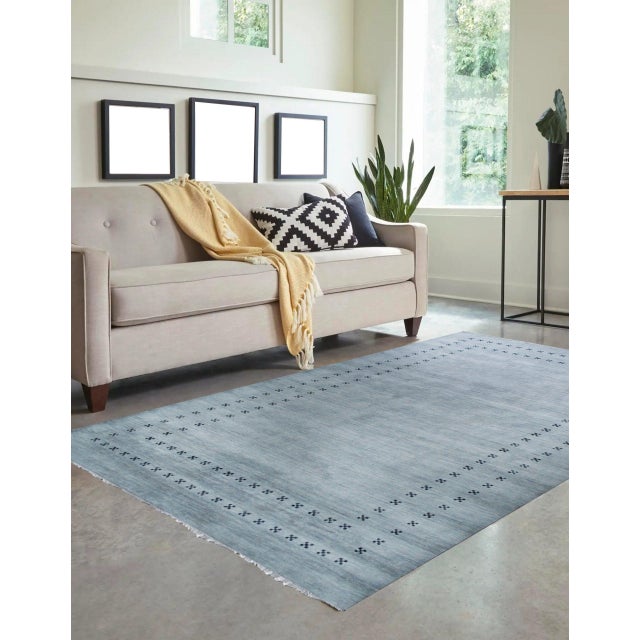 2020s 5x8 Jasmine Alluring Gray Solid Open Modern Handmade Wool Carpet Rug For Sale - Image 5 of 9