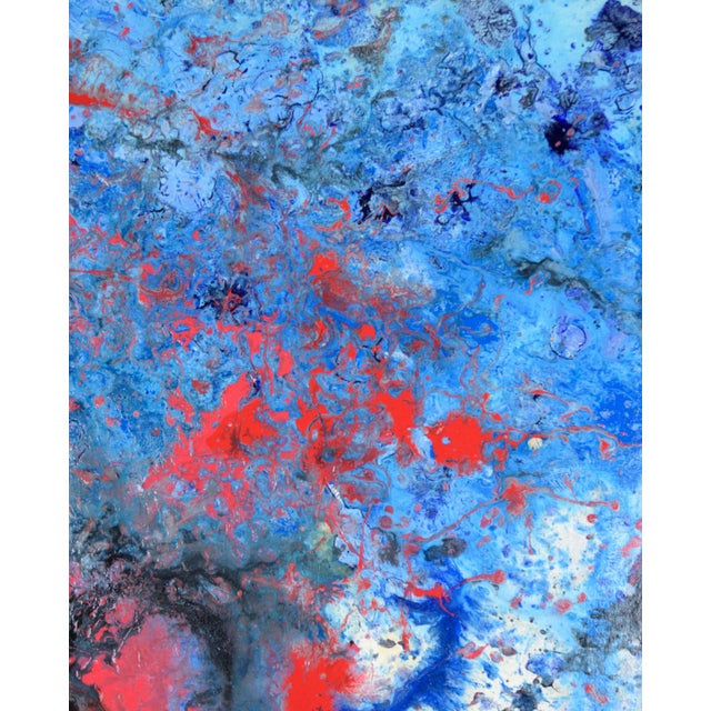 Blue "Only in the Blue Night" Expressionist Composition in Acrylic on Canvas by Charles David Francis For Sale - Image 8 of 9