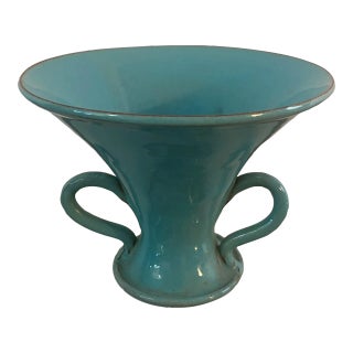 Vintage 2-Handled Turquoise Vase For Sale