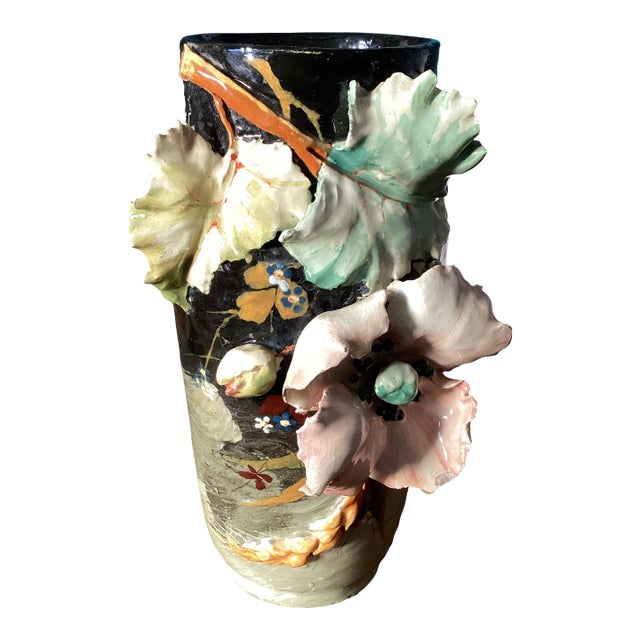 Late 19th Century French Barbotine Art Pottery Vase by Edouard Gilles For Sale