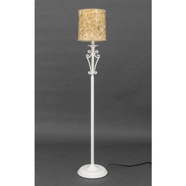 Late 20th Century Modern White Painted Wrought Iron Floor Lamp For Sale - Image 5 of 7