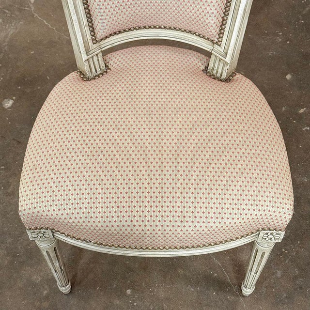 Set of 8 French Louis XVI Painted Dining Chairs For Sale - Image 11 of 17