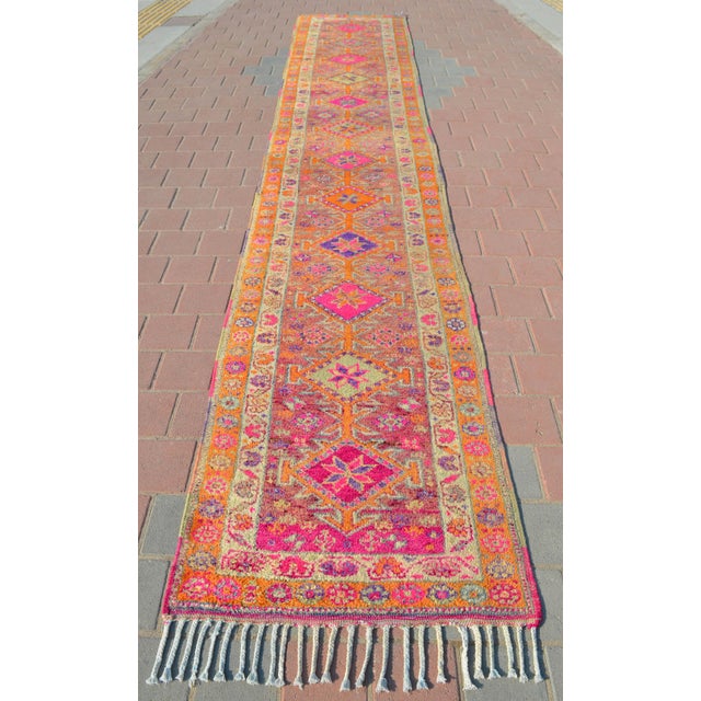 Textile 1960s Vintage Runner Rug Hand Knotted Kurdish Tribal Extra Long Runner 2′11″ × 17′3″ For Sale - Image 7 of 11