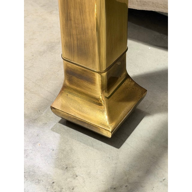 Brass Vintage Mastercraft Attributed Mid-Century Modern Brass and Glass Rectangular Console Table For Sale - Image 8 of 8