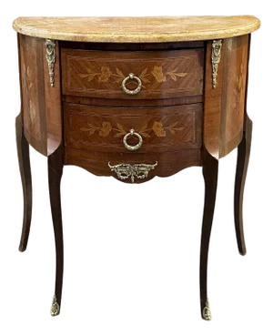 Diminutive Louis XV Style Demilune Commode With Marble Top