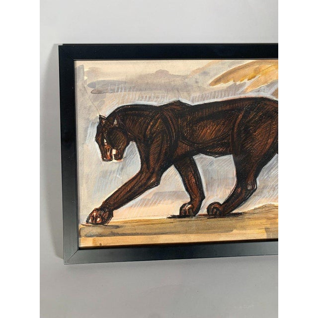 Jean Royer (20th Century) Drawing of a Panther in Motion, Modern Charcoal For Sale - Image 4 of 4