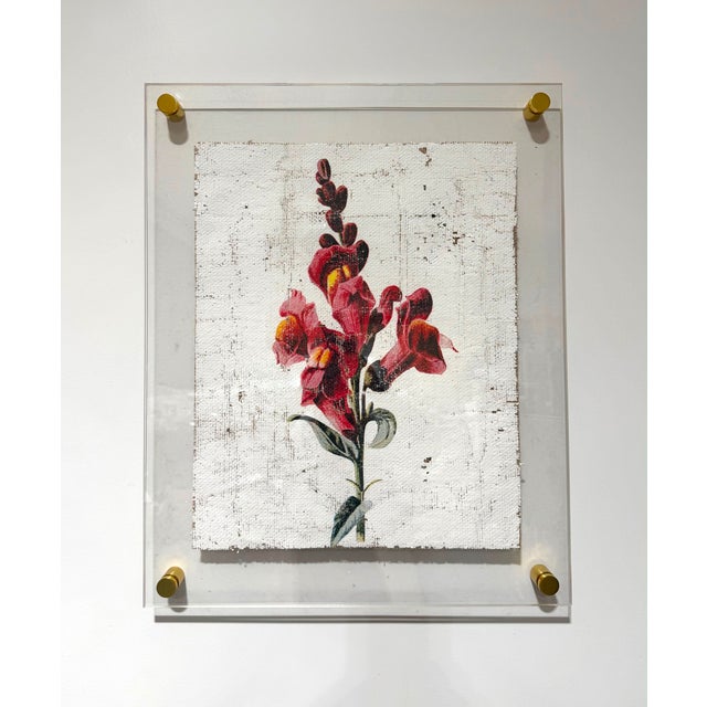 Red Snapdragon - Hand Textured Red Snapdragon Art For Sale - Image 6 of 7