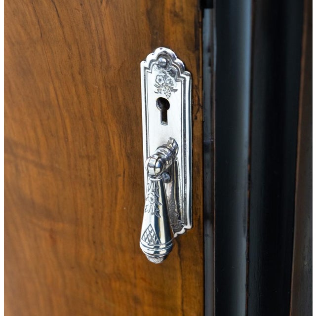 Wood Fine Art Deco Demi Lune Cabinet with Silver-Plated Handles, Late 1920s For Sale - Image 7 of 18