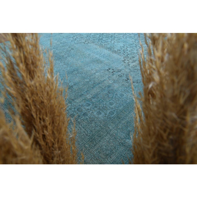 Blue 1970s Vintage Persian Handmade Wool Cotton Area Rug For Sale - Image 8 of 11