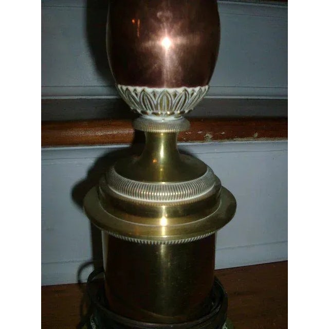 Neoclassical Early 19th Century French Empire Brass and Copper Cartel Desk Lamp For Sale - Image 3 of 6