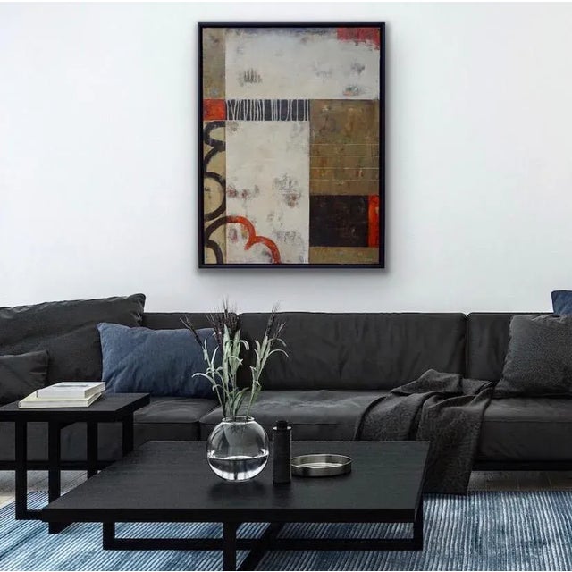 Wood Contemporary Abstract Painting "Linear Rhythm" by Karen Zazon For Sale - Image 7 of 7