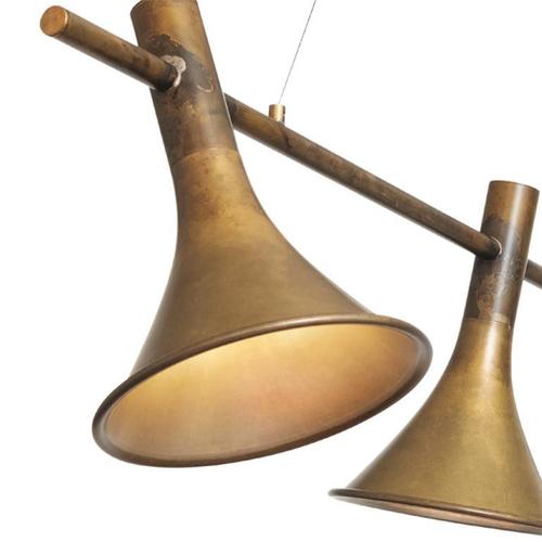 Megafon 3-Raw Brass Ceiling Lamp by Jesper Ståhl for Konsthantverk For Sale - Image 3 of 8