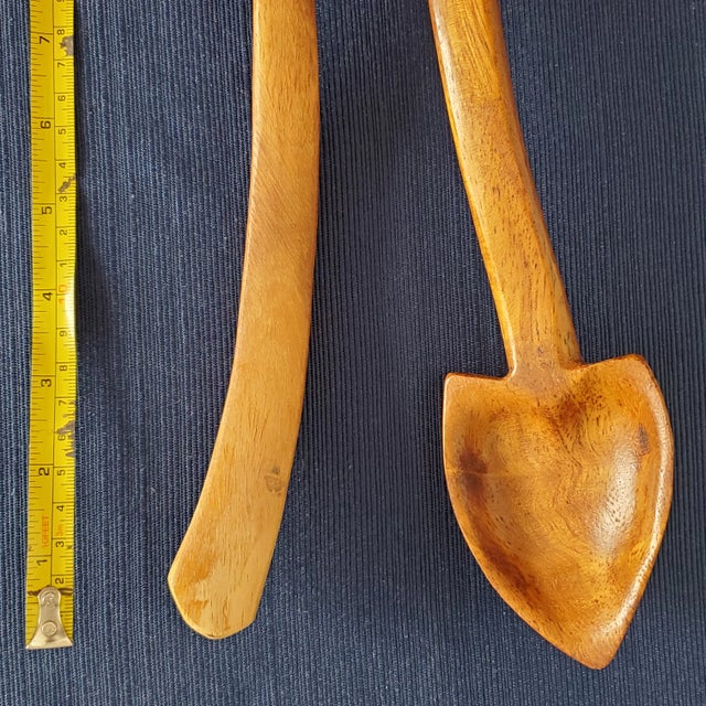 Sienna 1960s Vintage Monkey Pod Wood Salad Servers - a Pair For Sale - Image 8 of 9