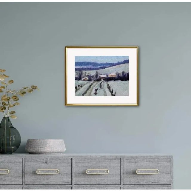 Textile "Winter Backroads Virginia City, Nevada" Contemporary Impressionist Winter Landscape Oil Painting For Sale - Image 7 of 12