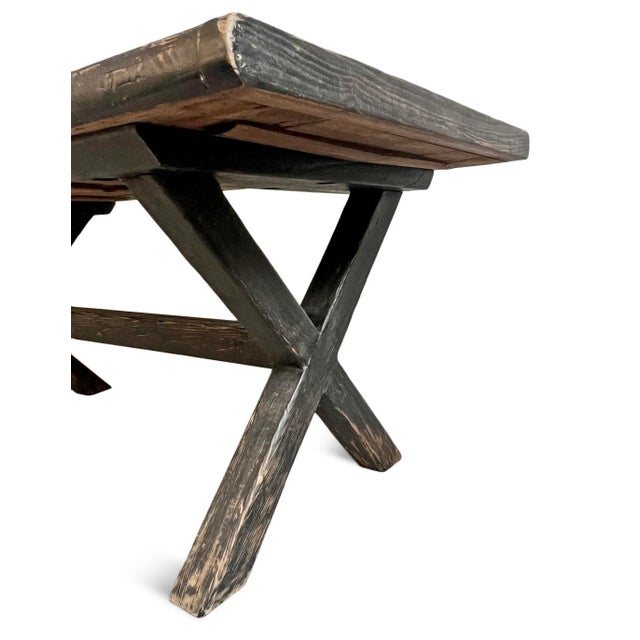 Wood Black X Worn Elm Dining Table For Sale - Image 7 of 8