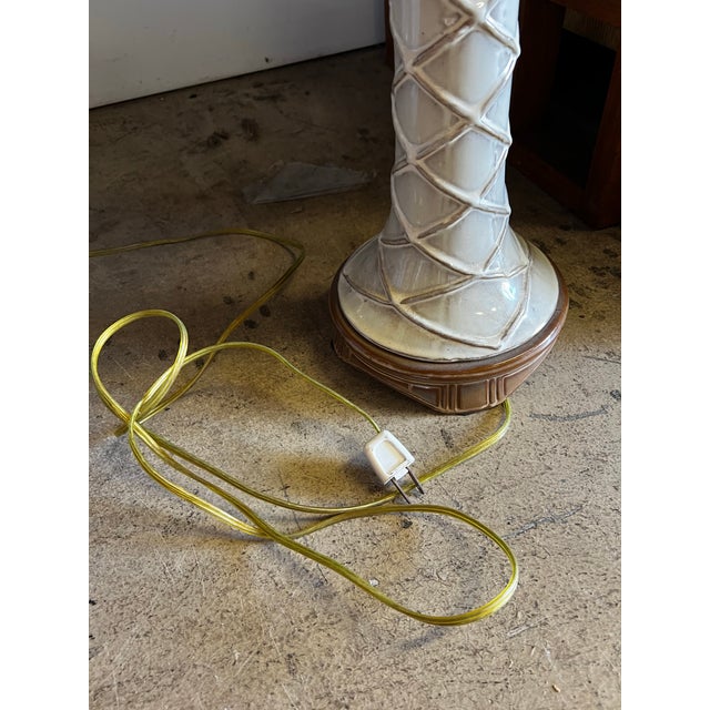 Cream Late 20th Century Mid-Century Modern Ceramic Palm Tree Table Lamp For Sale - Image 8 of 8