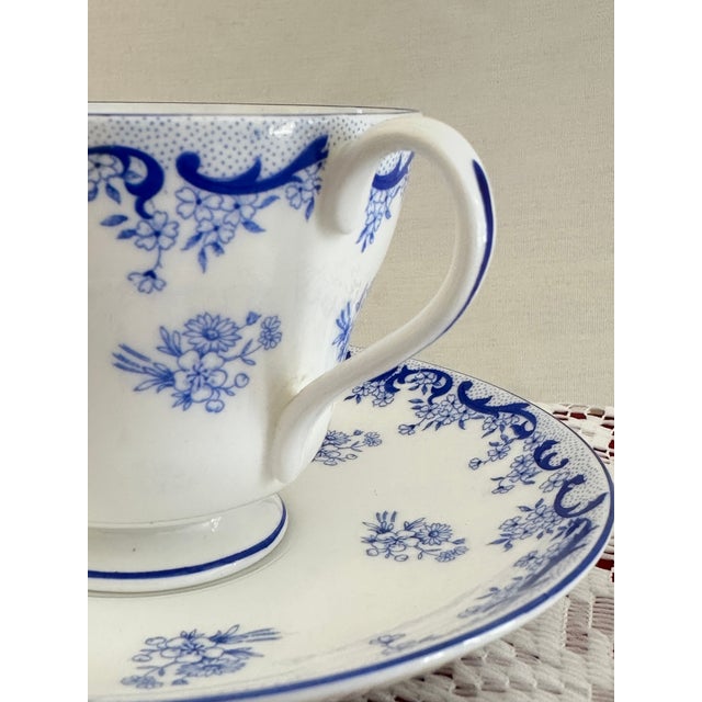 English Shelley Heavenly Blue Teacup and Saucer, Vintage English Blue Floral Teacup For Sale - Image 3 of 10