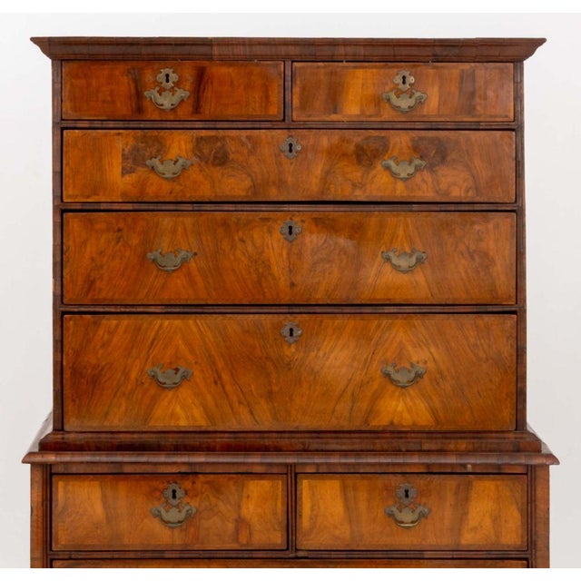 Traditional George II Walnut and Featherbanded Chest on Chest For Sale - Image 3 of 10