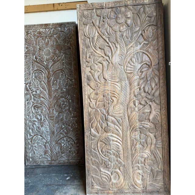 1920s Hand-Carved Wooden Tree of Life Wall Panel | Rustic Modern Organic Folk Art Sculpture 84x36 For Sale - Image 5 of 7