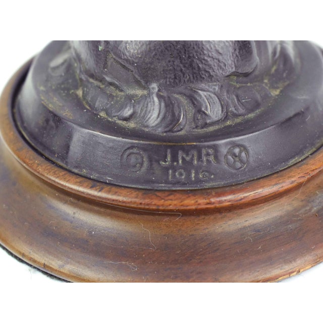 Antique 1916 Art Nouveau Jessie McCutcheon Raleigh the Good Fairy Bronze Statuette on Wooden Base For Sale - Image 9 of 10