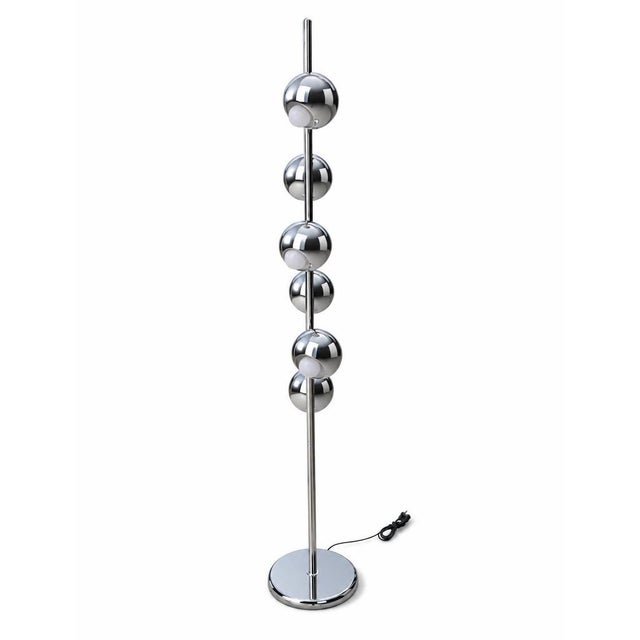 Mid 20th Century Mid 20th Century Space Age Orbiter Chrome Six-Light Eyeball Floor Lamp For Sale - Image 5 of 10