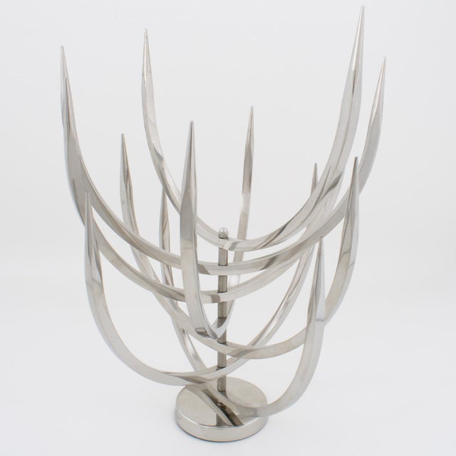 Metal Xavier Feal Brutalist Kinetic Metal Sculpture, Candle Tree, Circa 1970 For Sale - Image 7 of 8