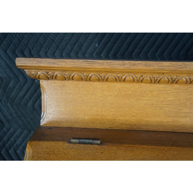 Antique American Victorian Slant Front Cabinet Bookcase Linen Press Wardrobe 75" For Sale - Image 12 of 13