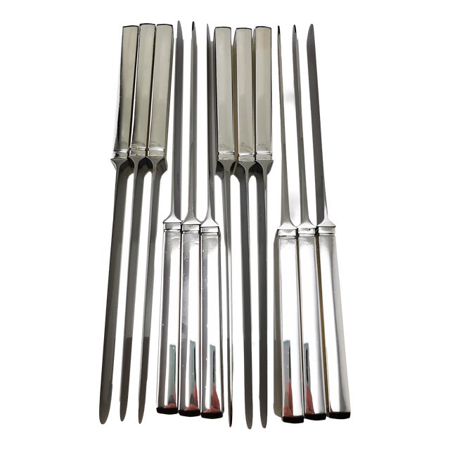 Silver Minerva Dessert Knives by V. Bizouard for Tetard, 1920s, Set of 9 For Sale