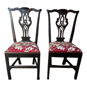 Antique Pair of Chippendale Walnut Side Chairs